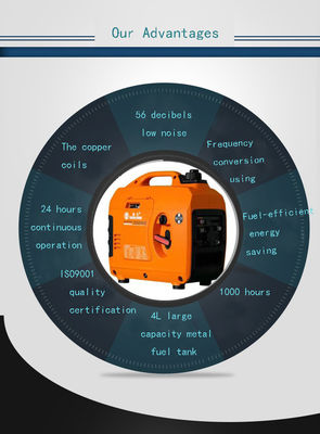 Full Copper Motor Four-Stroke 1kw Digital Inverter Gasoline Generator 230V Forced Air
